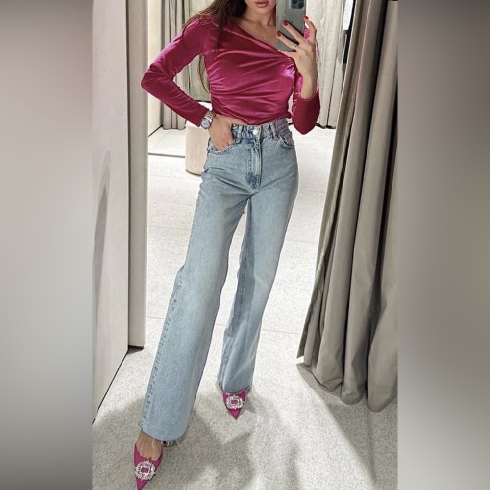 Zara Light Blue Straight Jeans